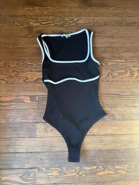 Fashion Nova Ribbed Bodysuit with Contrast Trim